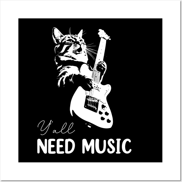 Cat Lovers Funny Cat Need Music Rock Cat Playing Guitar Wall Art by rhazi mode plagget